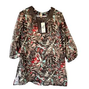 Beautiful Indian Tunic Blouse with Embroidery NWT